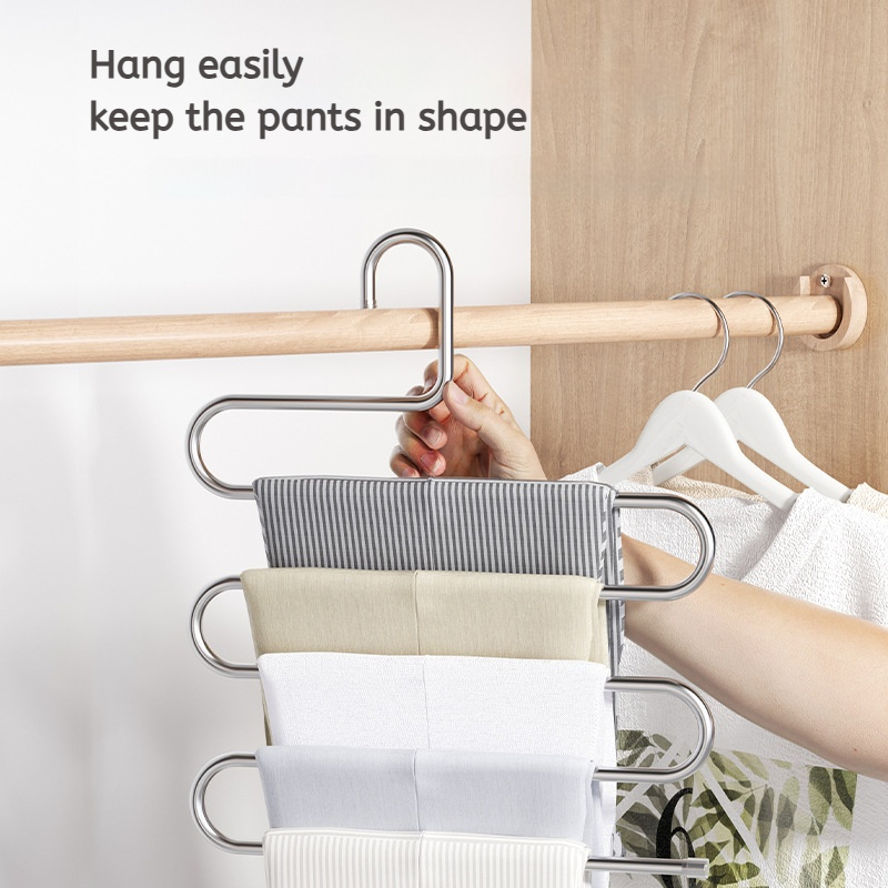 Multi-functional Layers Clothes Hangers Non-slip Pant Storage Rack for Clothing and Organization