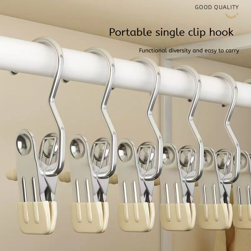 Portable Hanging Clothes Clip Stainless Steel Clothespins Laundry Clothes Pegs Hook Wardrobe Organi 0