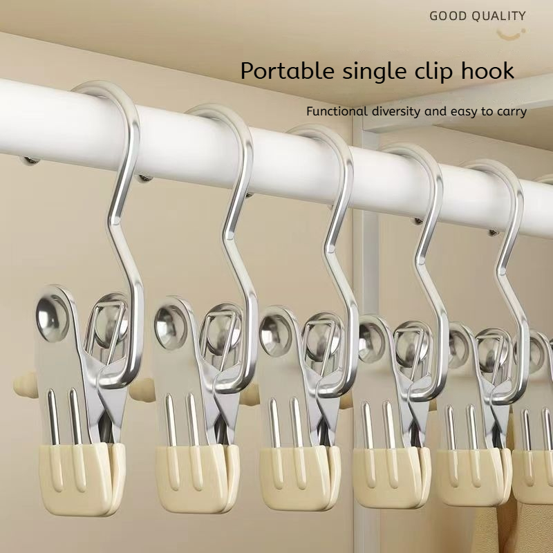 Portable Hanging Clothes Clip Stainless Steel Clothespins Laundry Clothes Pegs Hook Wardrobe Organi 0