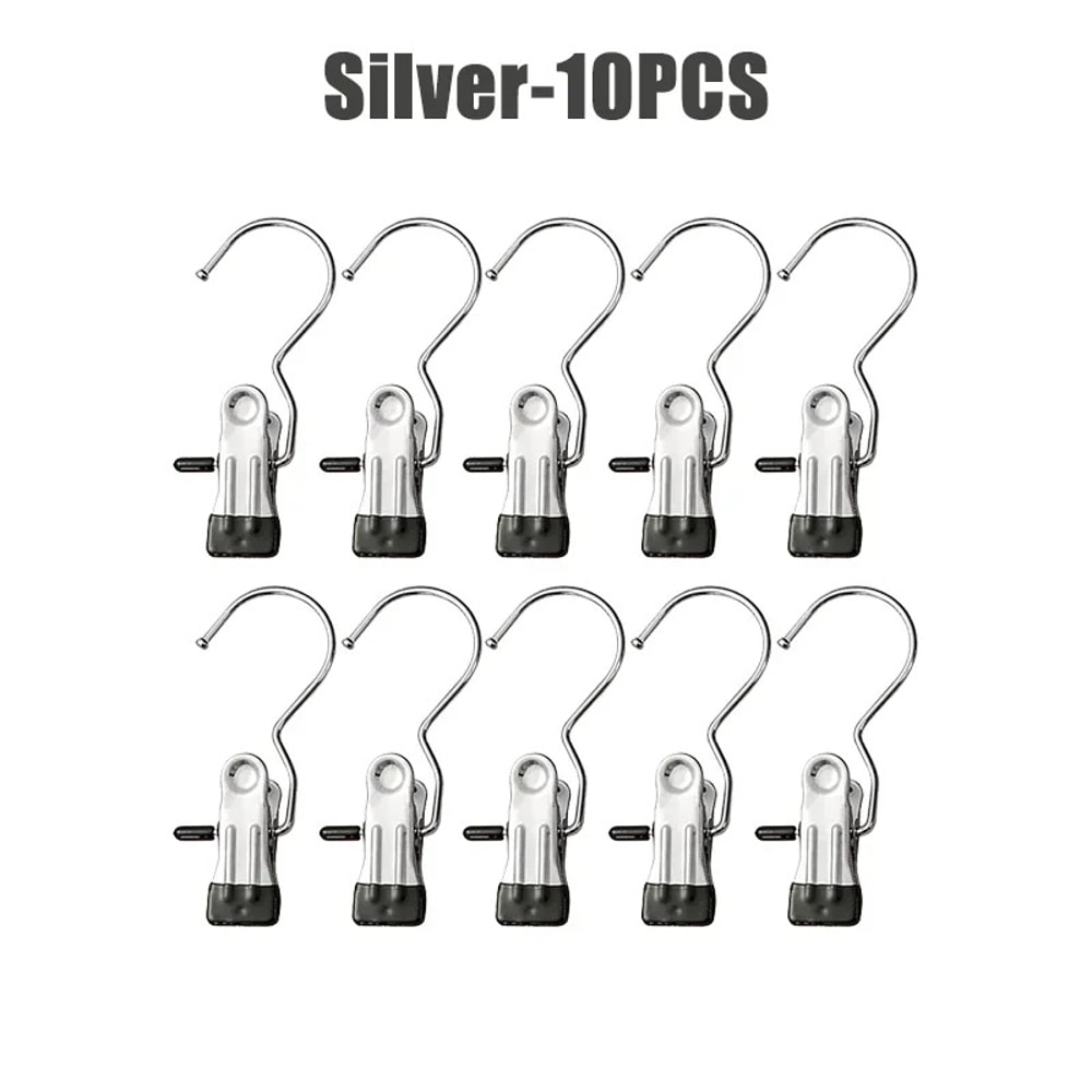 Portable Hanging Clothes Clip Stainless Steel Clothespins Laundry Clothes Pegs Hook Wardrobe Organi 6