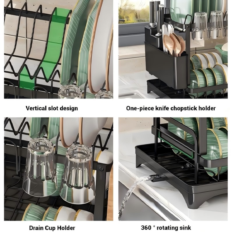 Kitchen Dish Drying Rack Bowl Drainer Storage Rack For Knife Fork Tableware Chopsticks Water Cup 2