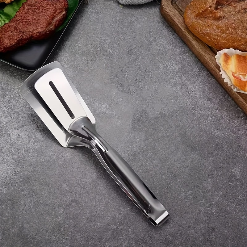 Professional Stainless Steel Food Turner and Tongs Non-Slip Heat Resistant for Grilling Steak Fish Multi-Purpose Kitchen