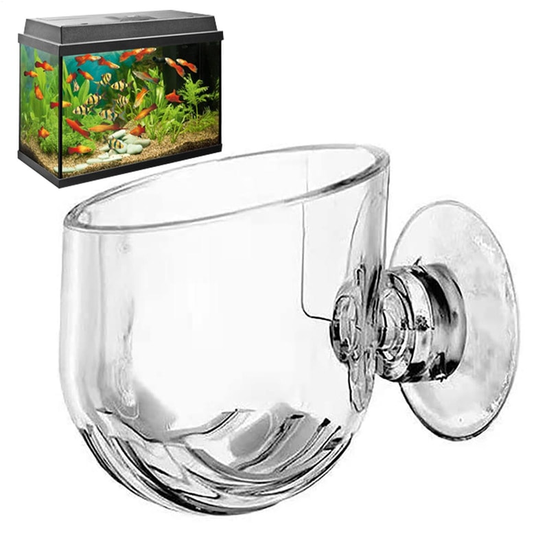 Aquarium Glass Plant Pot With Suction Holder Acrylic Aquatic Plant Cup Feeding Container Stand For 6