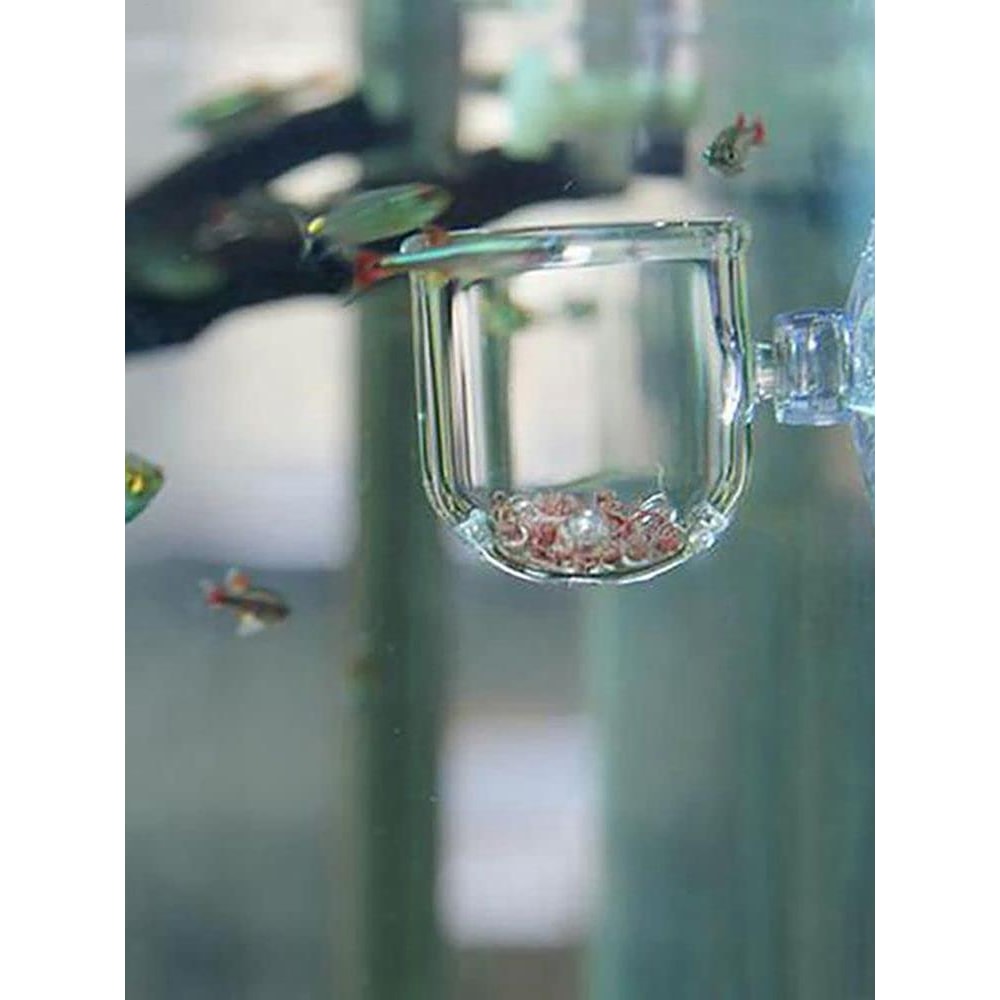 Aquarium Glass Plant Pot With Suction Holder Acrylic Aquatic Plant Cup Feeding Container Stand For 2
