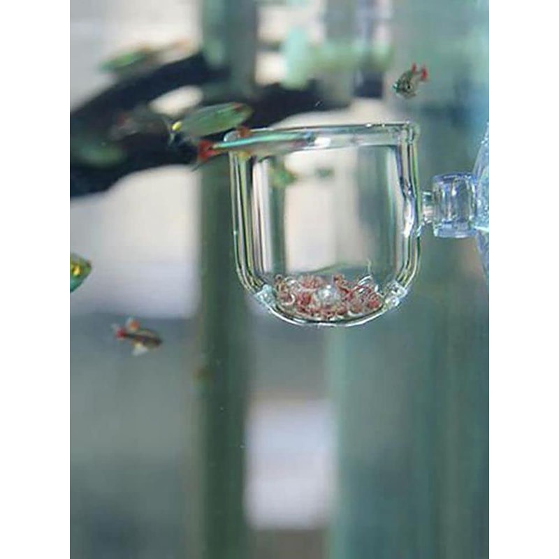 Aquarium Glass Plant Pot With Suction Holder Acrylic Aquatic Plant Cup Feeding Container Stand For 2