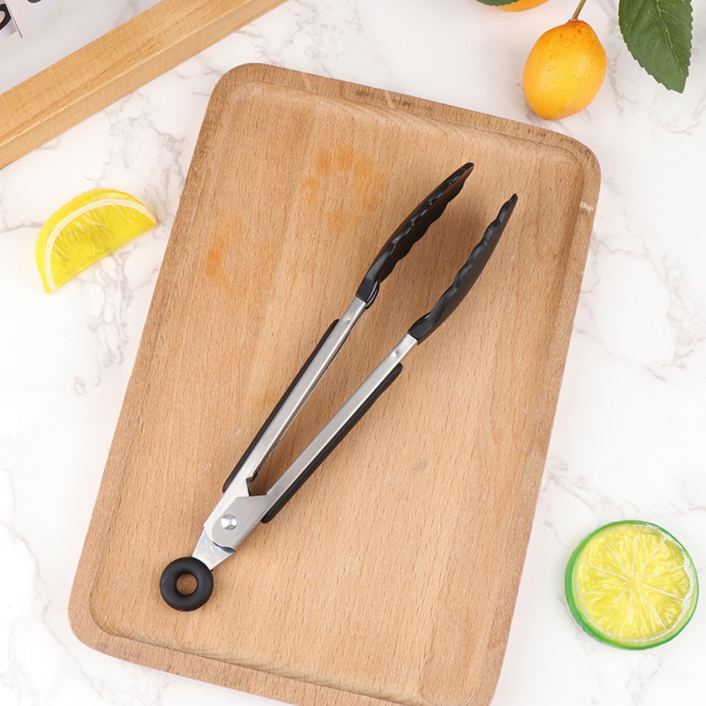 NonStick Silicone BBQ Grilling Tong Stainless Steel Kitchen Serving Clamp For Cooking Salad And Bar 10