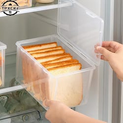 airtight bread box, kitchen dispenser for bread and cake, clear refrigerator storage container