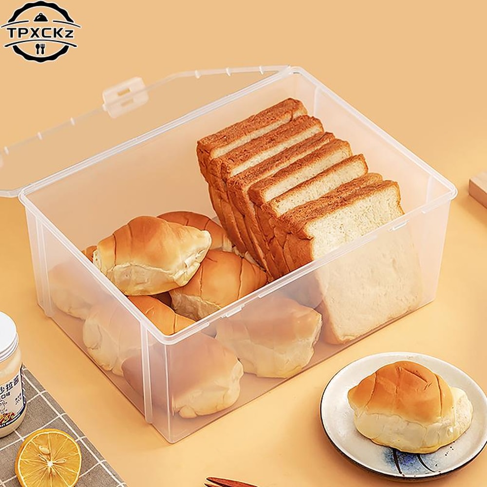 Airtight Bread Box, Kitchen Dispenser for Bread and Cake, Clear Refrigerator Storage Container