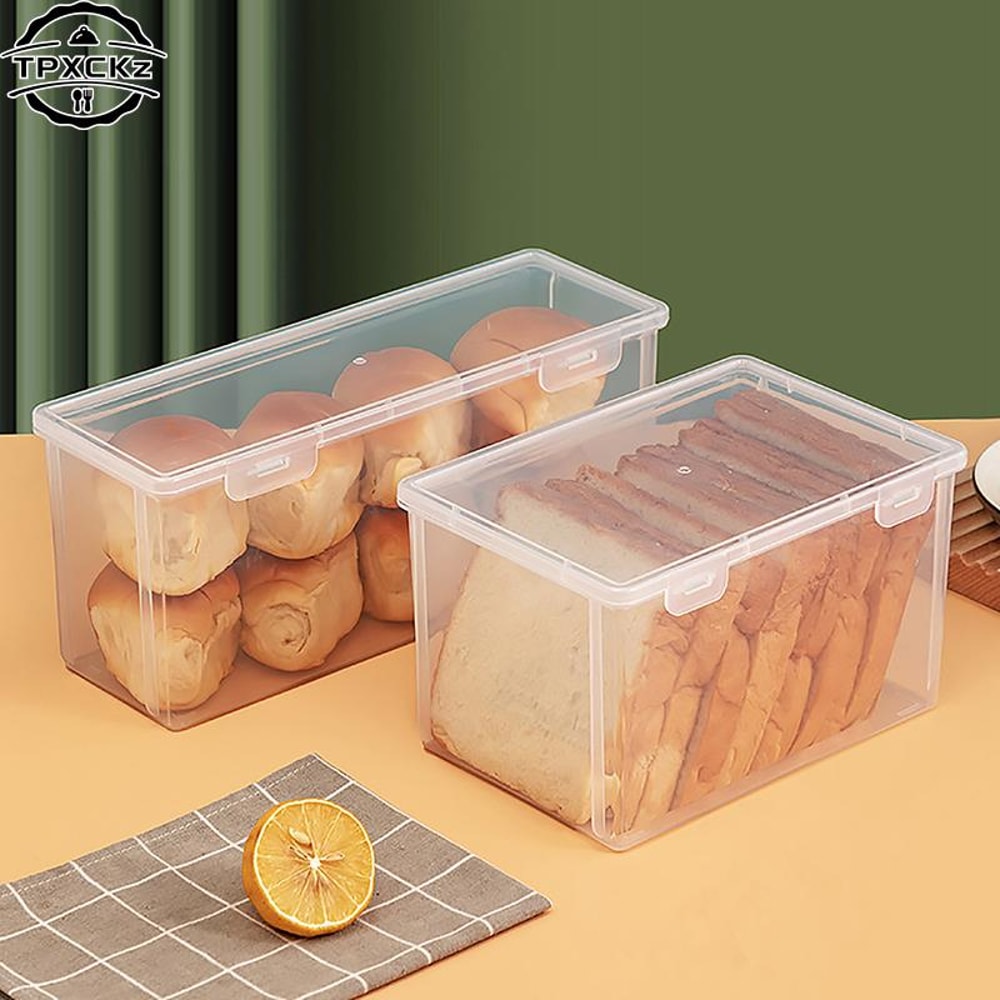 Airtight Bread Box, Kitchen Dispenser for Bread and Cake, Clear Refrigerator Storage Container