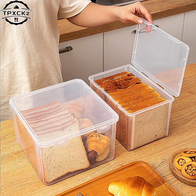 Airtight Bread Box, Kitchen Dispenser for Bread and Cake, Clear Refrigerator Storage Container