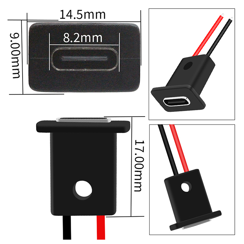 Type C Connector Jack Female Type-C Fast Charging USB-C Charger Socket With Card Buckle