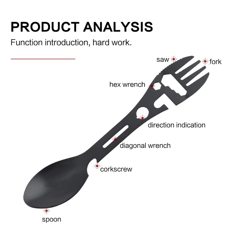 Stainless Steel Camping Utensils Set Travel Hiking Survival Gear Fork Spoon Opener Tableware 4