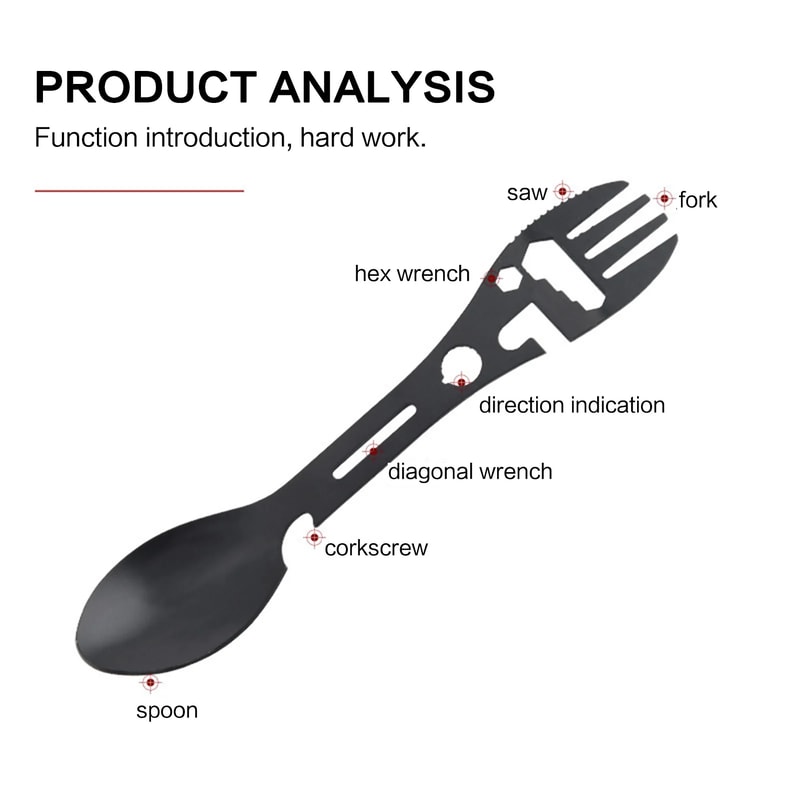 Stainless Steel Camping Utensils Set Travel Hiking Survival Gear Fork Spoon Opener Tableware 4