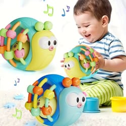early education hand-held baby rattle snail puzzle plastic ball colorful festival gift for babies