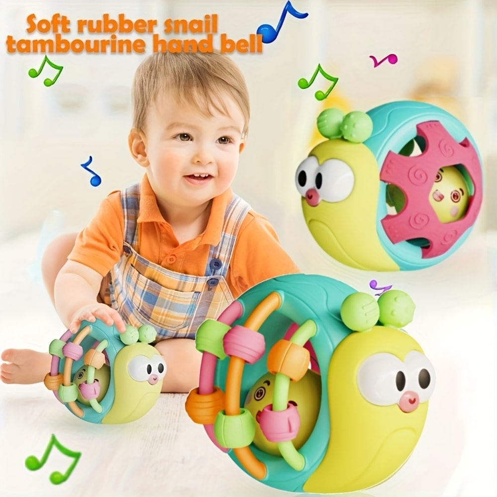 Early Education Hand-Held Baby Rattle Snail Puzzle Plastic Ball Colorful Festival Gift for Babies