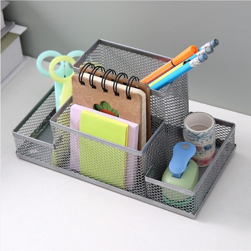 Desk Organizer Caddy With Mesh Design Pencil Holder And Storage Baskets Compartments For Desktop Ac 6