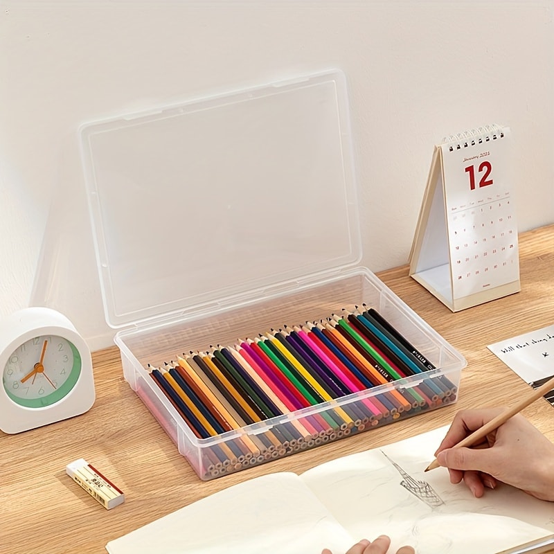 Large Capacity Transparent Plastic Pencil Case For Sketch Markers Colored Lead And Painting Storage 2