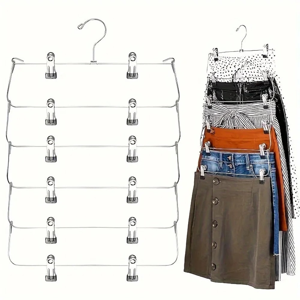 Durable SpaceSaving Metal Pants Hanger Black MultiLayer Storage For Skirts And Trousers 0