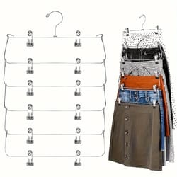 durable space-saving metal pants hanger black multi-layer storage for skirts and trousers
