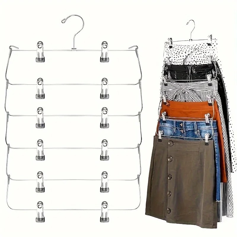 Durable SpaceSaving Metal Pants Hanger Black MultiLayer Storage For Skirts And Trousers 0