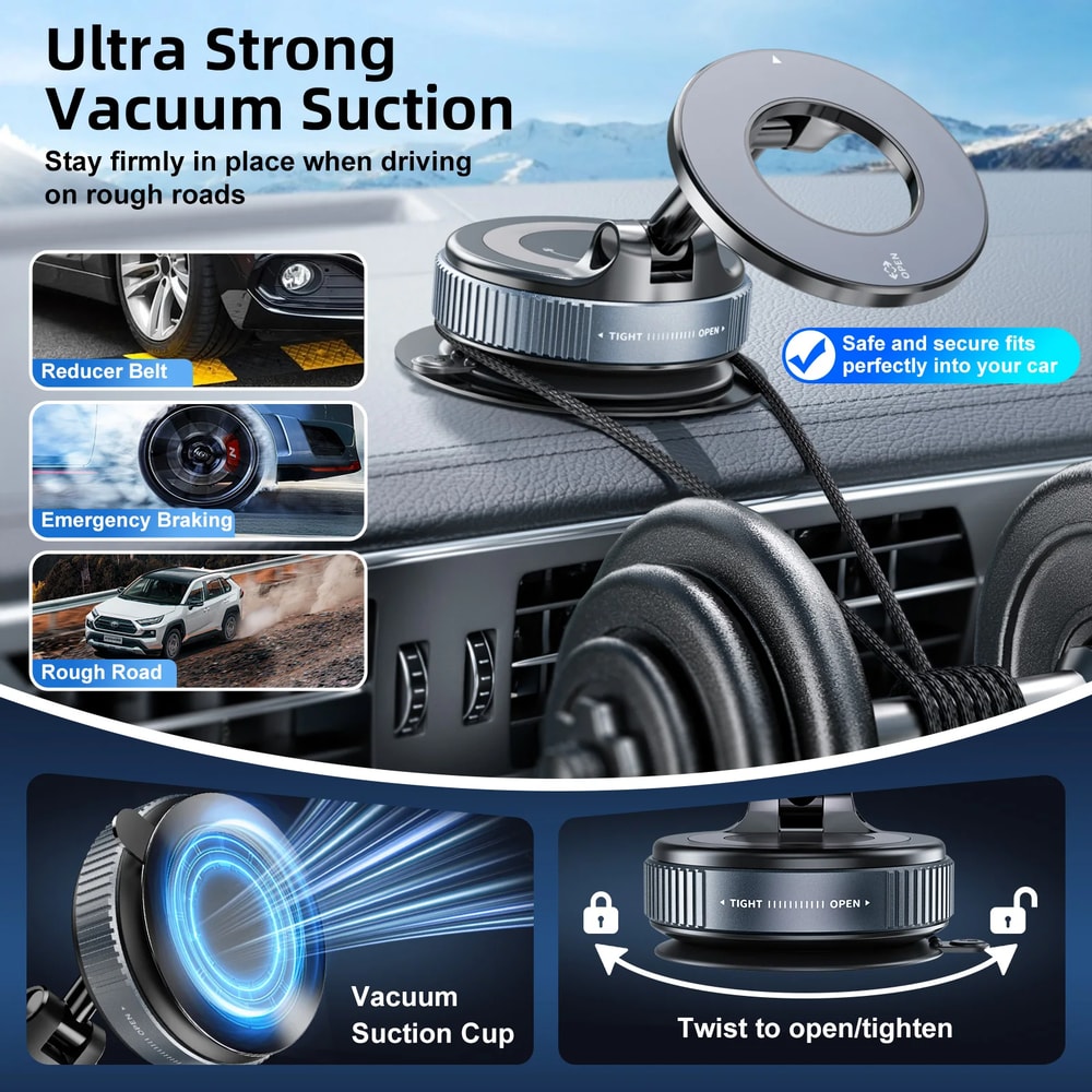 Magnetic Car Phone Stand Folding Vacuum Adsorption For Navigation Stable 3