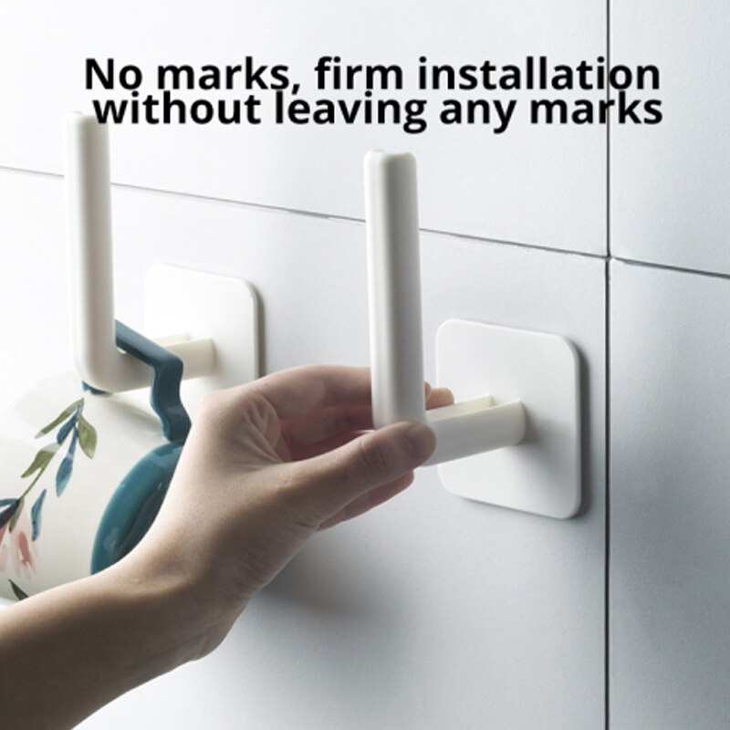 Kitchen Hole Free Hook Storage Rack Shelves Pot Cover Holder