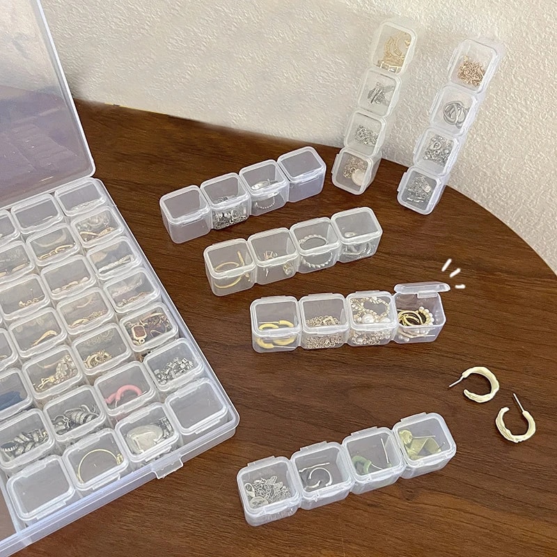 Multi-Compartment Transparent Jewelry Box Dust-Proof Storage for Earring Necklace Hand Ring Jewelry Organizer