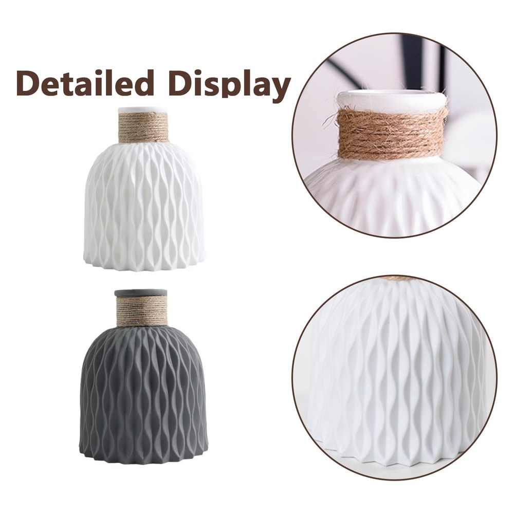 Modern Nordic Water Ripple Vase Plastic Flower Pot Arrangement With Rope For Home Living Room Deskt 4