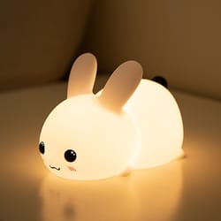 led rabbit night light remote control dimmable rgb silicone bunny lamp for children baby toy touch sensor rechargeable