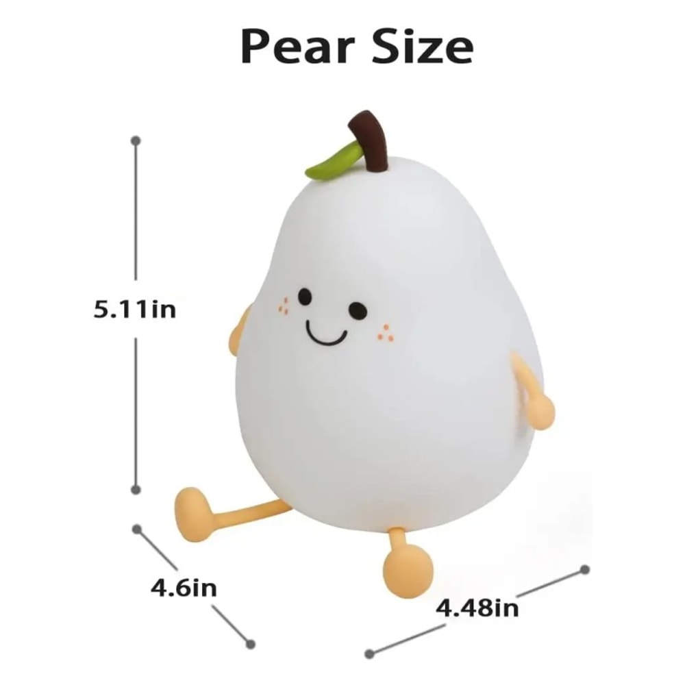 Cute LED Pear Night Light USB Rechargeable Touch Silicone Table Lamp Bedroom Decoration Gift For Co 6