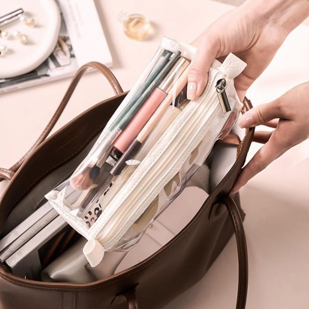 Portable Women Makeup Case Foldable Leather Travel Cosmetic Bag Waterproof Toiletry Organizer Large 4