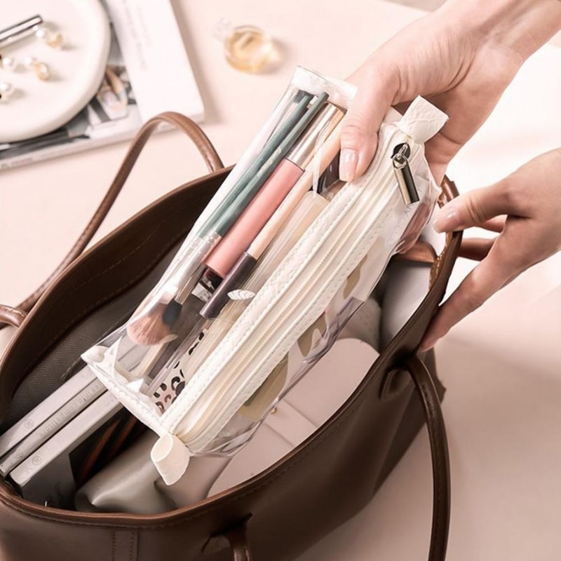 Portable Women Makeup Case Foldable Leather Travel Cosmetic Bag Waterproof Toiletry Organizer Large 4