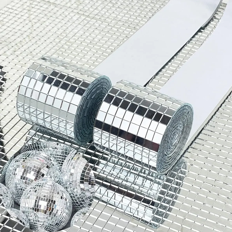 Mosaic Glass Selfadhesive Mirror Wall Stickers Creative DIY Glass Mirror Stickers 3D Background Mir 0