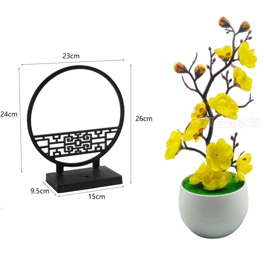 Artificial Plum Blossom Bonsai with Screen Base, Beautiful Tabletop Decor for Bedroom, Office, and Living Room Spaces