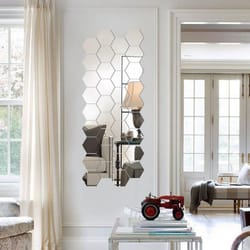 self-adhesive wall stickers for living room, mirror decoration, hexagonal wall stickers for tv background