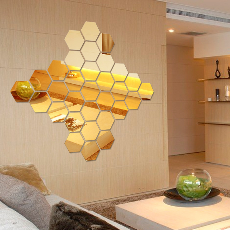 Selfadhesive Wall Stickers For Living Room Mirror Decoration Hexagonal Wall Stickers For TV Backgro 3