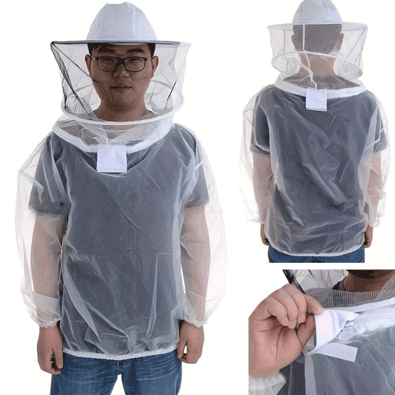 Professional Transparent Protective Jacket With Hooded Veil Breathable Durable Mens Beekeeper Suit 2