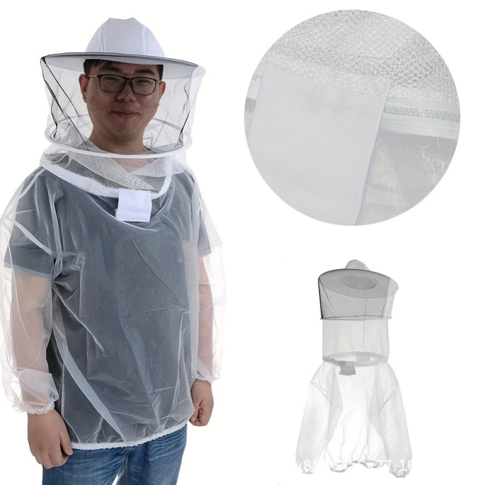 Professional Transparent Protective Jacket With Hooded Veil Breathable Durable Mens Beekeeper Suit 0