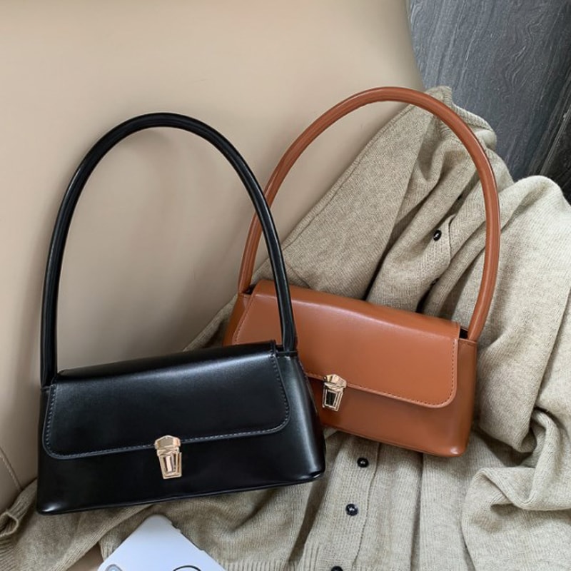 Vintage Underarm Bag, Fashion Retro Women's Shoulder Bag, Simple Solid Color Handbag