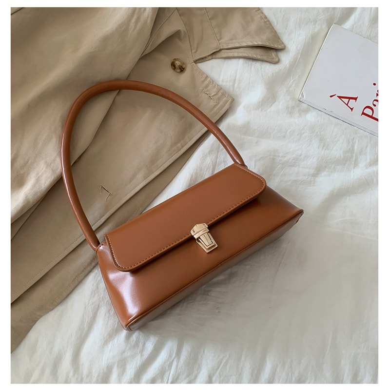 Vintage Underarm Bag, Fashion Retro Women's Shoulder Bag, Simple Solid Color Handbag