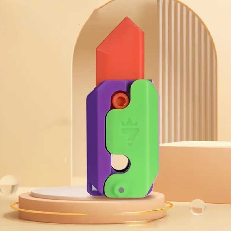 Stress Reducing Toys Gravity Flip Carrot Knife 3D Luminous Carrot Knife Pushcart Small Toys Pocket 3