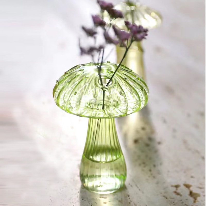 Transparent Glass Aromatherapy Vase Living Room Dining Room Colourful Mushroom Decor 0