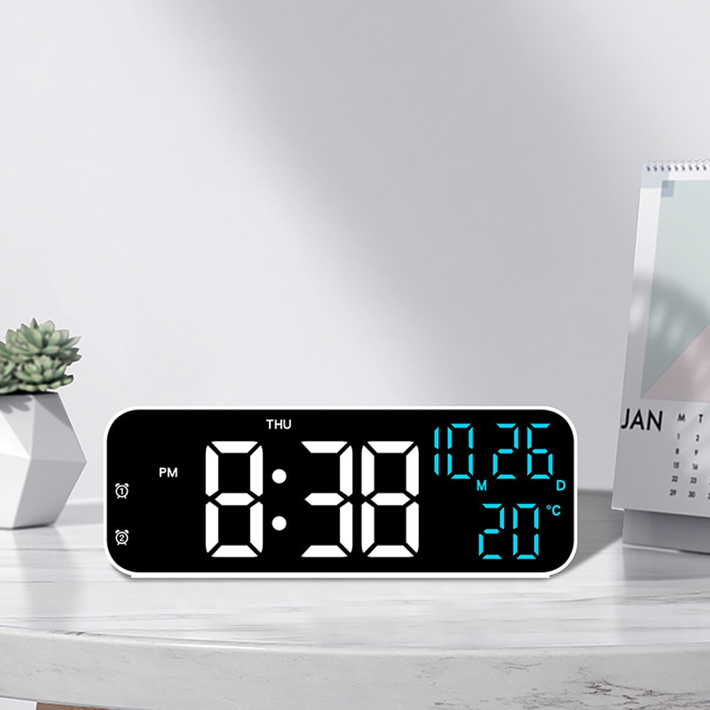 LED Digital Alarm Clock, Voice Control, Temperature and Date Display Night Mode Clock
