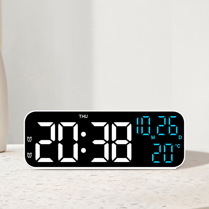 LED Digital Alarm Clock, Voice Control, Temperature and Date Display Night Mode Clock