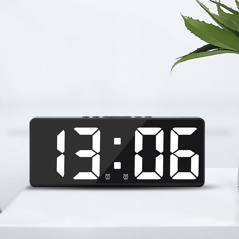 Creative Clock LED Bedside Clock Colorful Luminous Temperature Calendar Alarm Clock Simple Home Dec 2