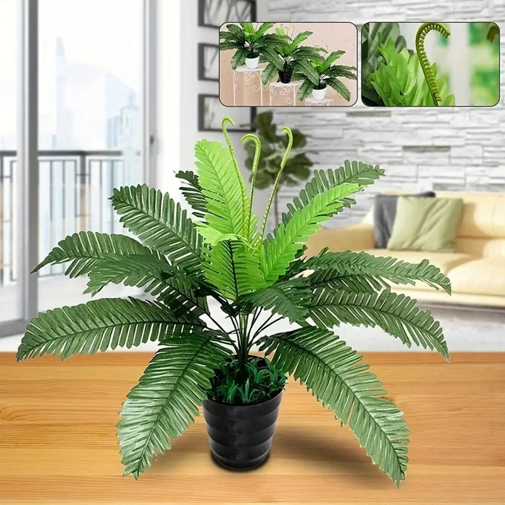 Artificial Plant Head Of Iron Leaves Simulated Silk Cloth Green Planting Palm Leaf Plant 0