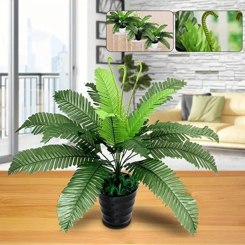 Artificial Plant Head Of Iron Leaves Simulated Silk Cloth Green Planting Palm Leaf Plant 0