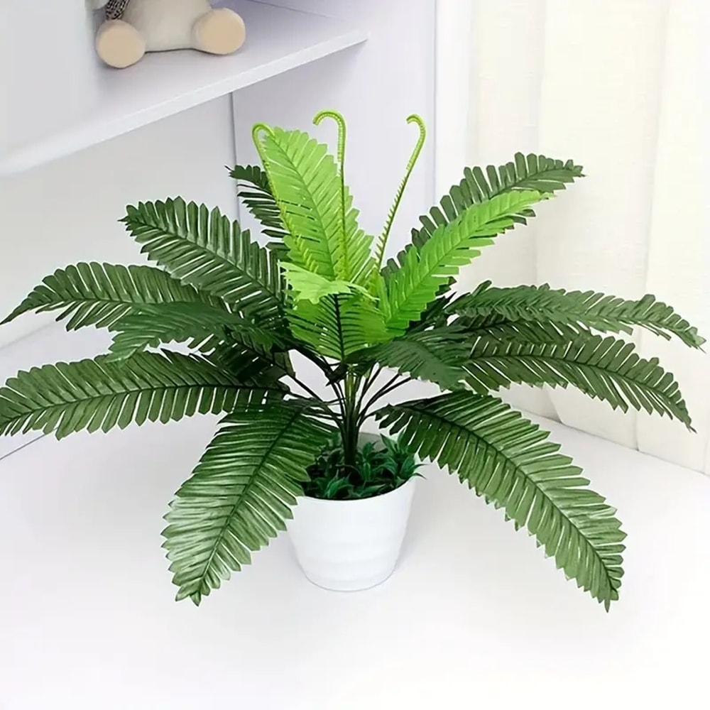 Artificial Plant Head Of Iron Leaves Simulated Silk Cloth Green Planting Palm Leaf Plant 1