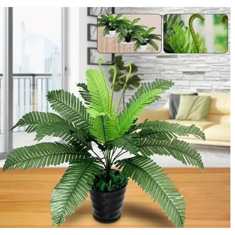 Artificial Plant Head Of Iron Leaves Simulated Silk Cloth Green Planting Palm Leaf Plant 3