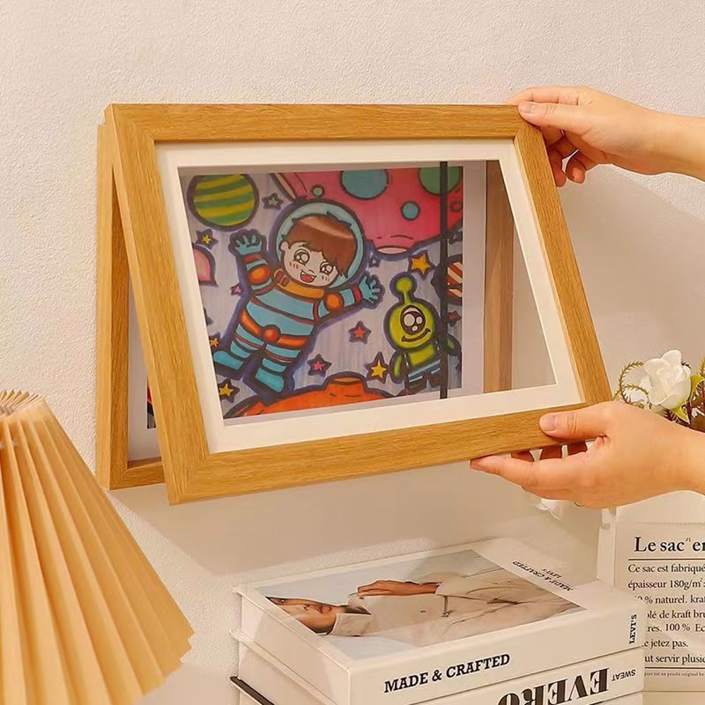 Magnetic Wooden Flip Art Photo Frame, Photo Frame, DIY Photo Frame, Children's Storage Display Frame, Home Decoration
